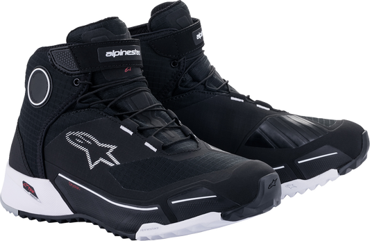 Alpinestars CR-X Drystar® motorcycle shoes in black and white, US size 11, featuring durable design and protective elements.