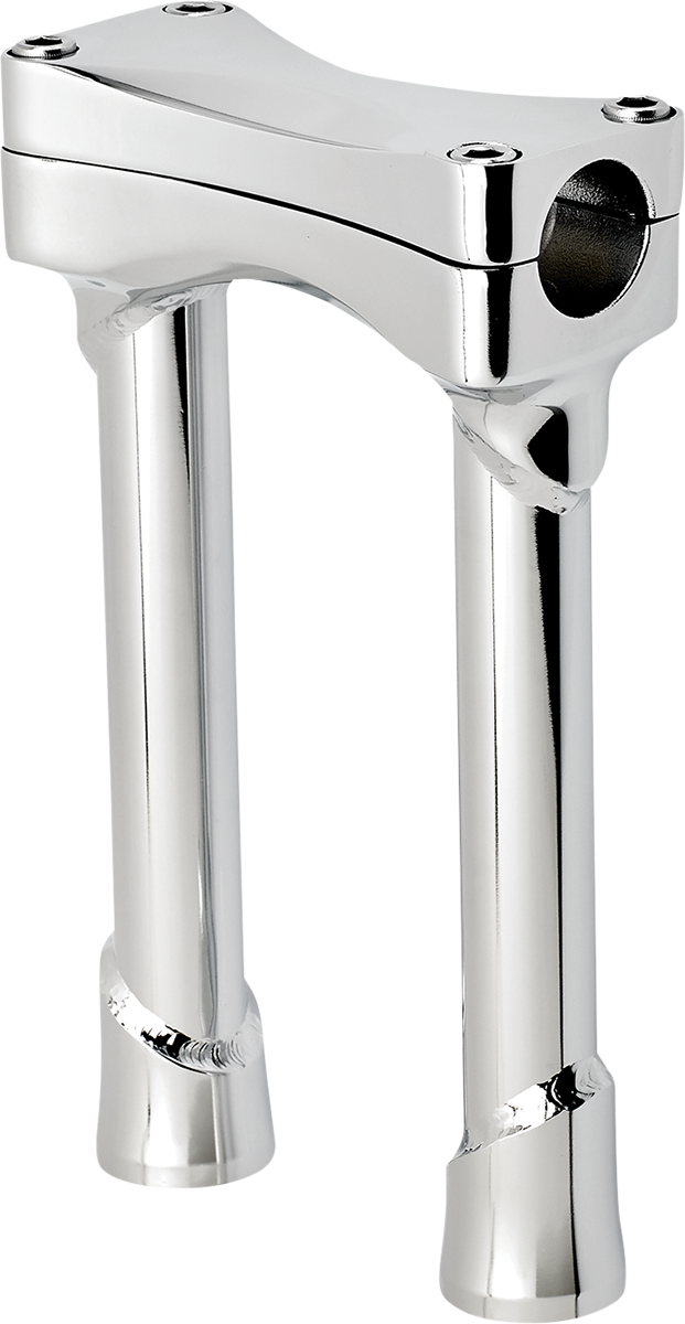 Chrome BILTwell Risers Murdock Oversized 8-inch handlebars for motorcycles, designed for a bold, custom look.