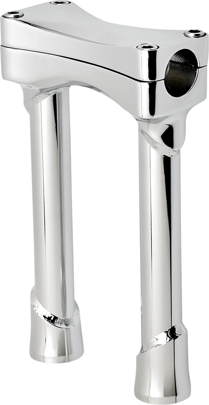 Chrome BILTwell Risers Murdock Oversized 8-inch handlebars for motorcycles, designed for a bold, custom look.