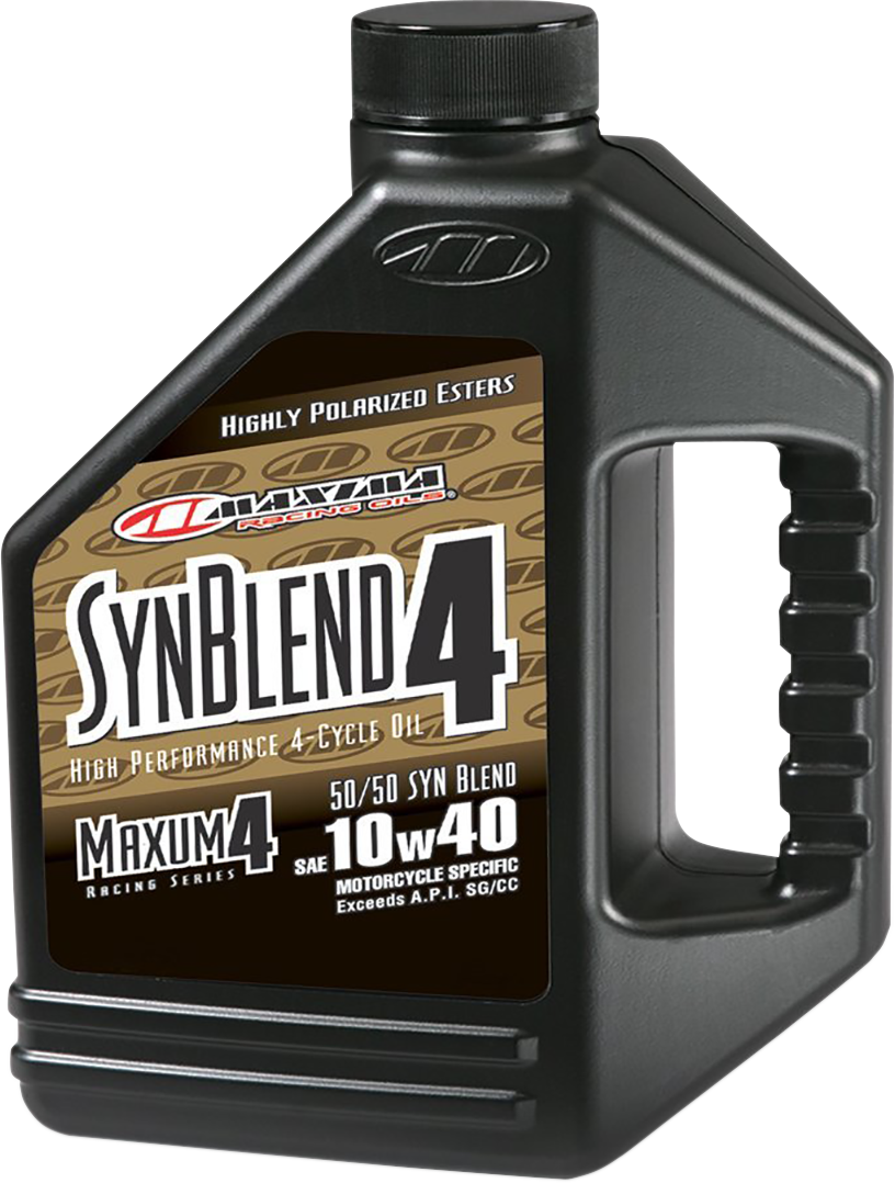 Maxima Racing Oil premium 10W-40 4T engine oil in a 1-gallon container, designed for high-performance motorcycle engines.