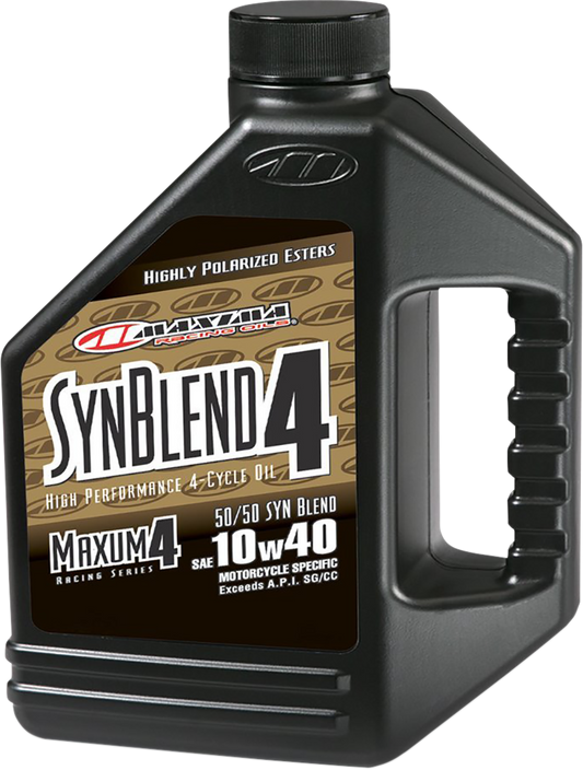 Maxima Racing Oil premium 10W-40 4T engine oil in a 1-gallon container, designed for high-performance motorcycle engines.