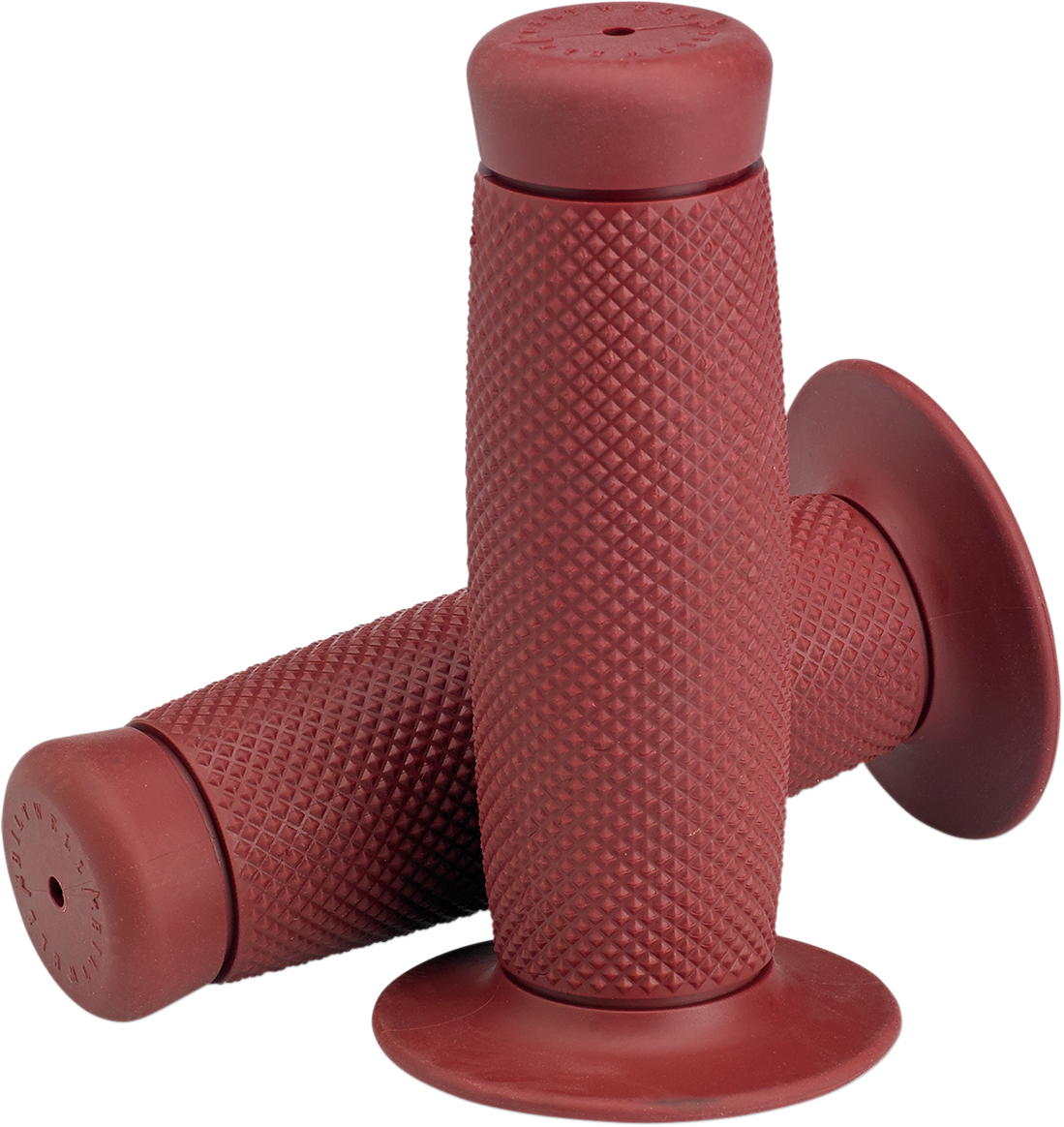 BILTWELL Renegade 7/8" motorcycle grips in Oxblood color, with textured rubber surface and metal end caps for a stylish look.