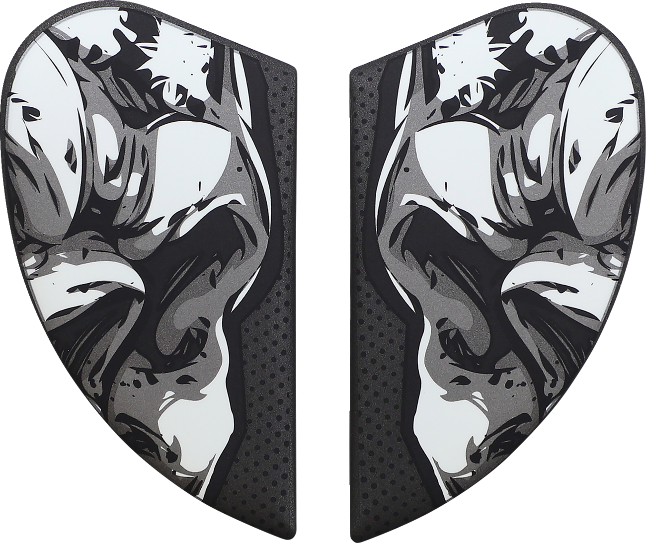 Black ICON Airform™ Side Plates for Death or Glory helmet, helmet parts by Bill's Exhausts, shown in the image.