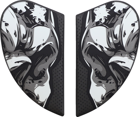 Black ICON Airform™ Side Plates for Death or Glory helmet, helmet parts by Bill's Exhausts, shown in the image.
