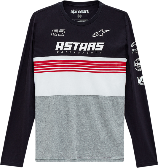 Black and Heather Gray ALPINESTARS Turbo long-sleeve T-shirt in 2XL with logo detail, casual style for everyday wear.