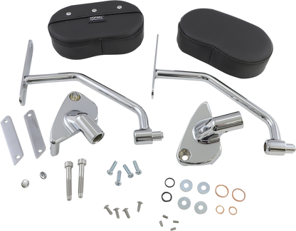 Black Show Chrome Deluxe Passenger Armrest for Can-Am F3, designed for comfortable passenger support and stylish upgrade.