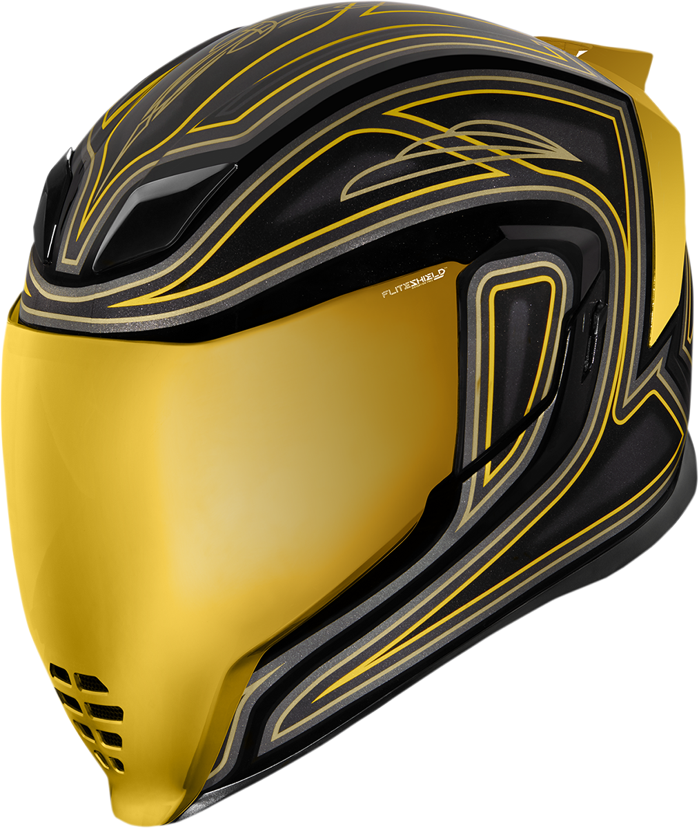 Black ICON Airflite™ motorcycle helmet in medium size with El Centro design, featuring a sleek aerodynamic shape and visor.