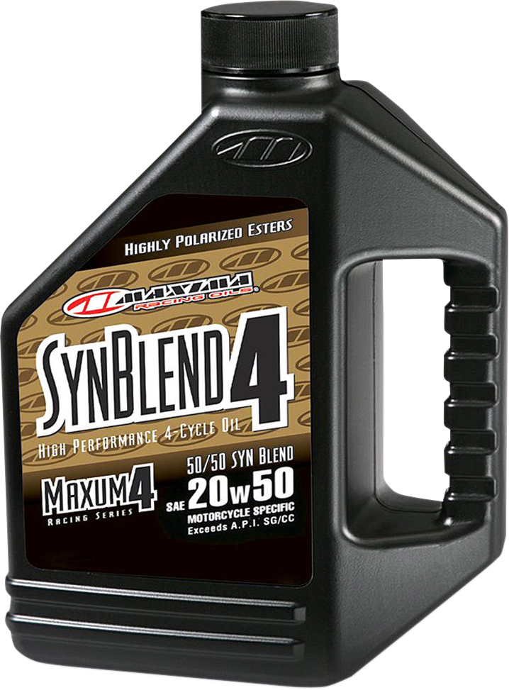 MAXIMA RACING OIL Premium 4T engine oil 20W-50 in a 1-gallon container, designed for high-performance motorcycle engines.