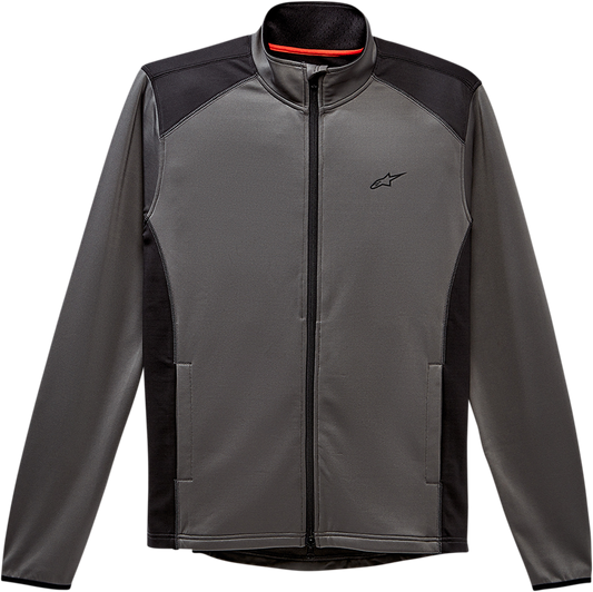 Alpinestars Purpose mid-layer black jacket in large size, featuring a sleek design and lightweight fabric for versatile wear.