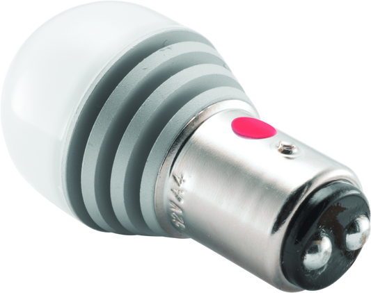 Kuryakyn LED turn signal bulb for powersports vehicles, red two-circuit 1157 bulb for upgraded motorcycle lighting.