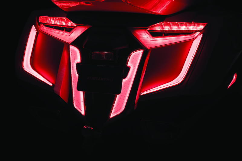 Kuryakyn Omni LED rear fender cover for Honda GL1800 Gold Wing 2018-2020 in satin black, showing the sleek LED lighting design.