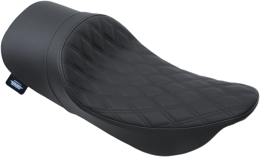 DRAG SPECIALTIES LOW PROFILE SOLO SEAT for FL models 1999-2007, close-up view of black motorcycle seat for Harley-Davidson.