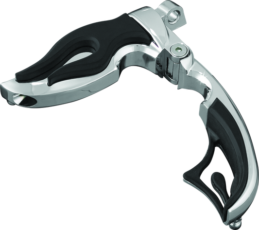 Chrome Kuryakyn Flamin Switchblade powersports footpeg with male mount adapter, designed for motorcycle footpeg replacement.