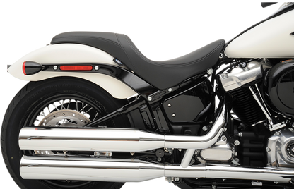 DRAG SPECIALTIES SEATS Predator seat for FL/FX 2018-2022 with solar leather finish, showing the sleek, contoured motorcycle seat.