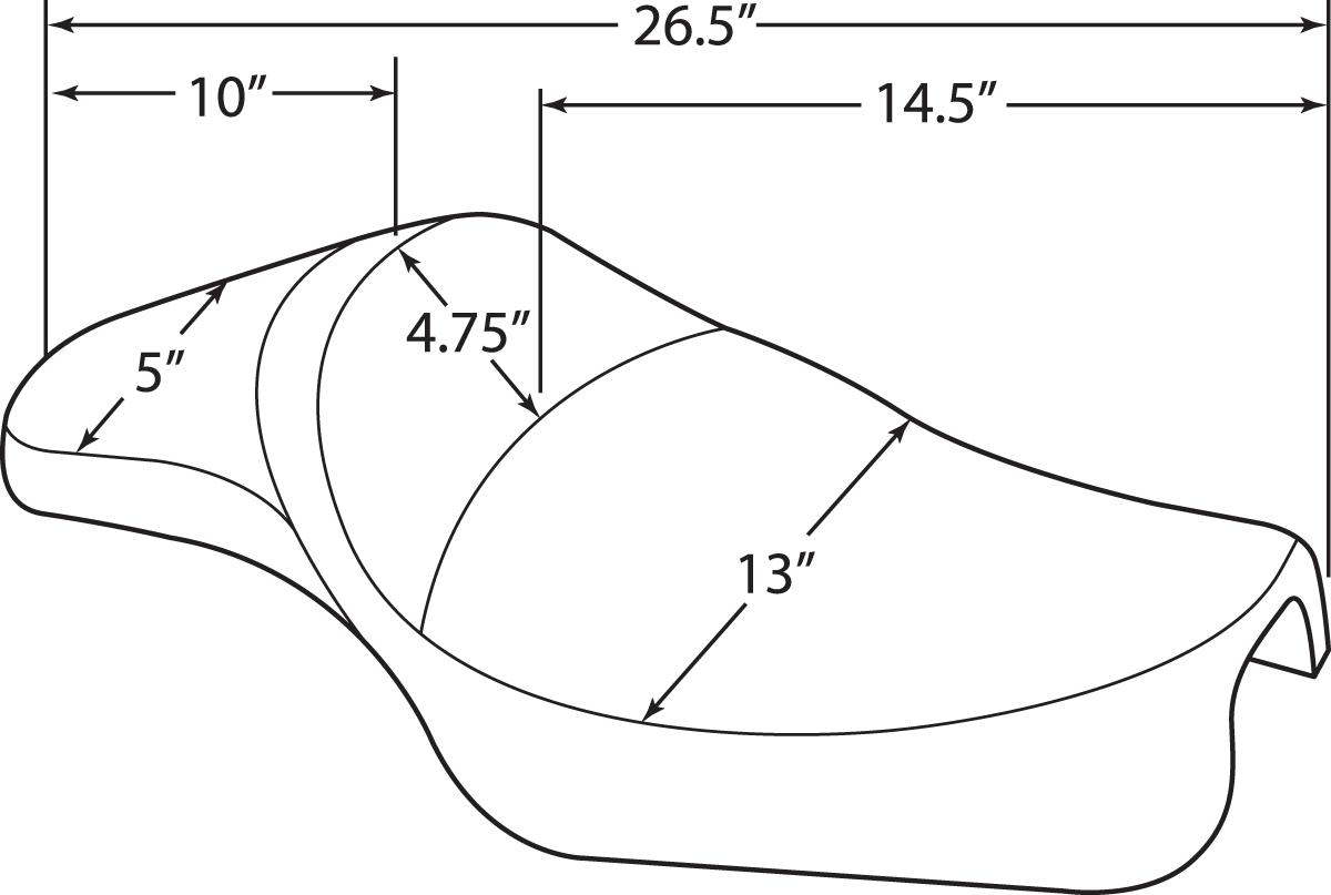Drag Specialties extended Predator seat for Harley XL 2004-2022, smooth design, motorcycle seat with part number 0804-0610