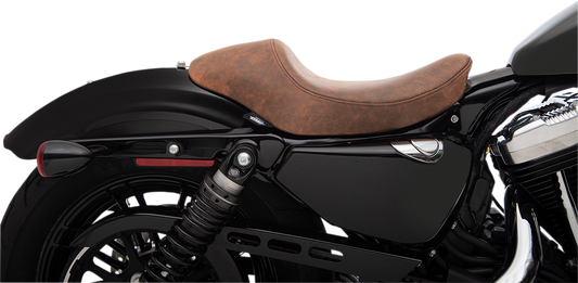 Brown distressed 3/4 solo seat for Harley XL models from 2004-2022 by Drag Specialties Seats, part #0804-0747.