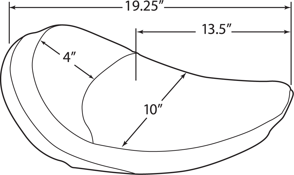 Drag Specialties solo seat with smooth surface for FX/FL motorcycles from 1958 to 1984, shown in the image.