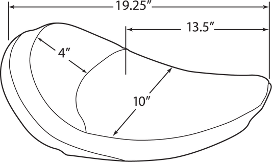 Drag Specialties solo seat with smooth surface for FX/FL motorcycles from 1958 to 1984, shown in the image.