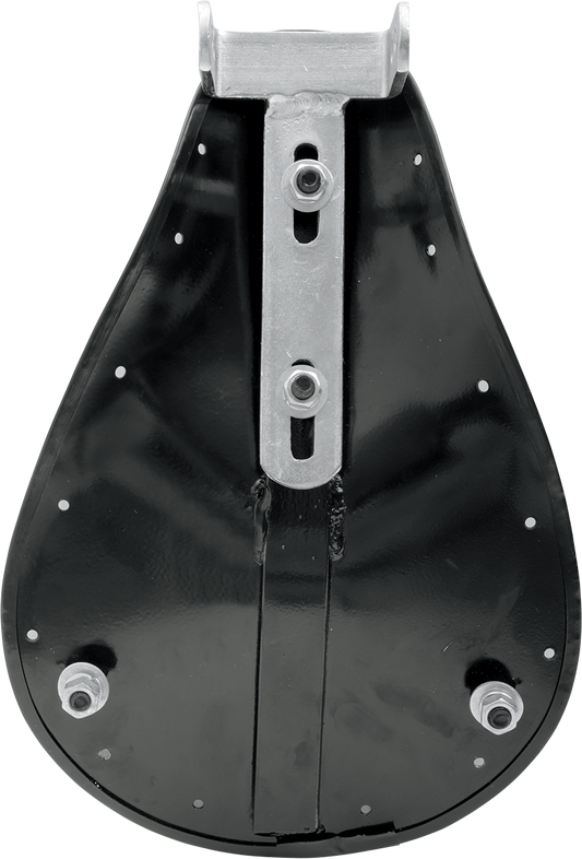DRAG SPECIALTIES SEATS Spring Solo Seat Pan for Harley Davidson motorcycles, showcasing the black seat pan with mounting hardware.