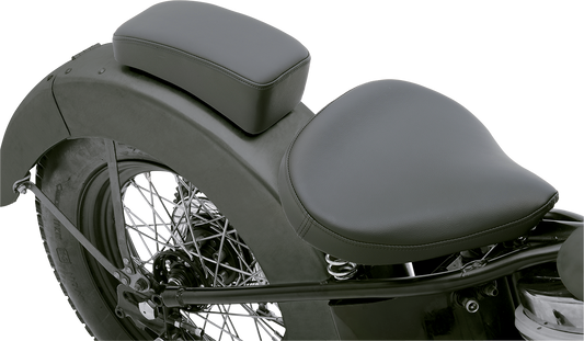Black large pillion seat for motorcycles by Drag Specialties Seats, designed for comfort and style.