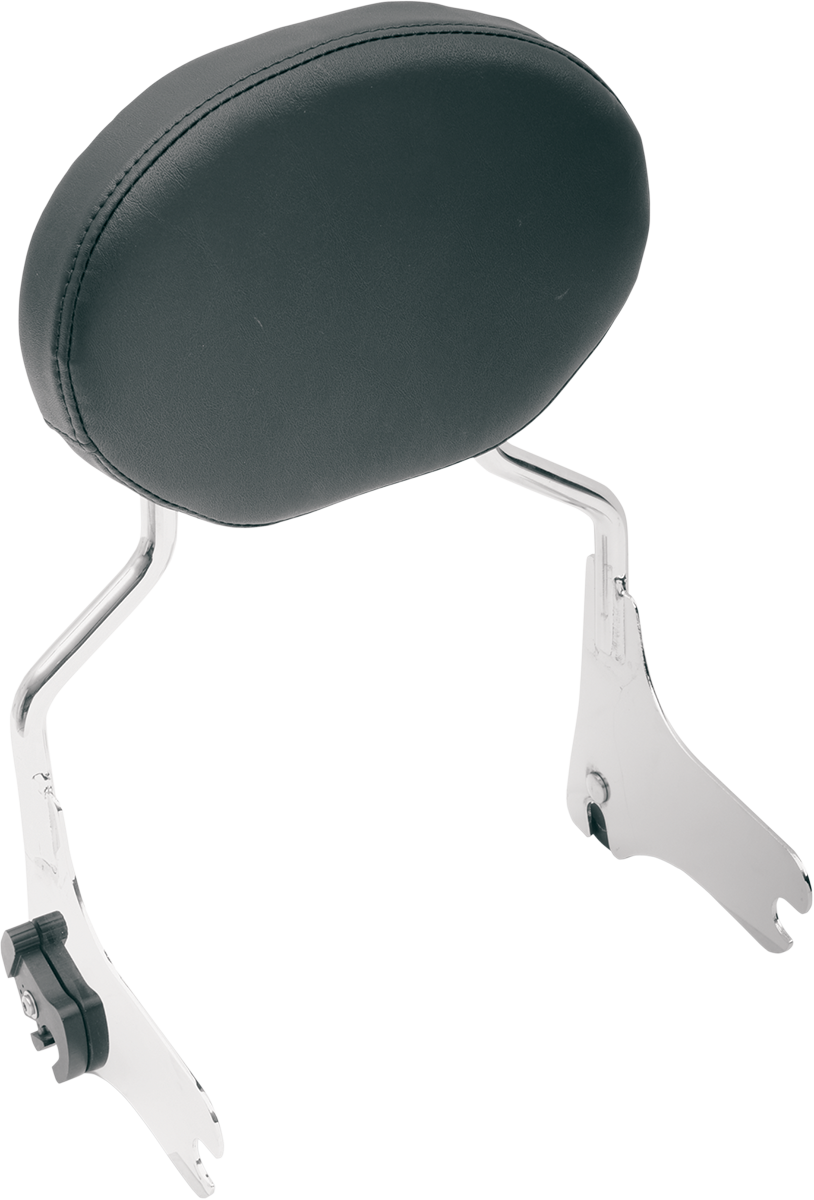 DRAG SPECIALTIES SEATS oval sissy bar pad in smooth black for Harley FL 1997-2022, part number 0822-0118.