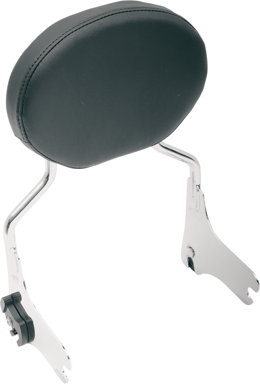 DRAG SPECIALTIES SEATS oval sissy bar pad in smooth black for Harley FL 1997-2022, part number 0822-0118.