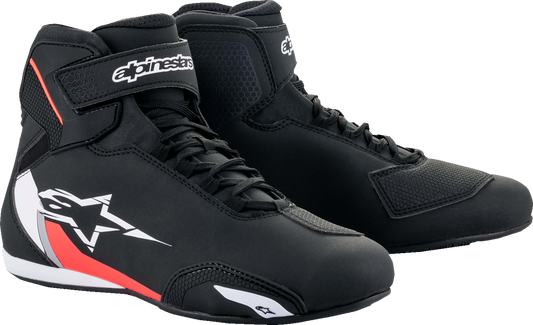 Black, white, and red Alpinestars Sektor shoes in US size 7, featuring sporty design and durable material.