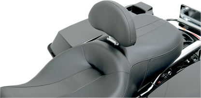 Drag Specialties Seats small backrest pad for FL motorcycle models, featuring comfortable padding and durable black material.