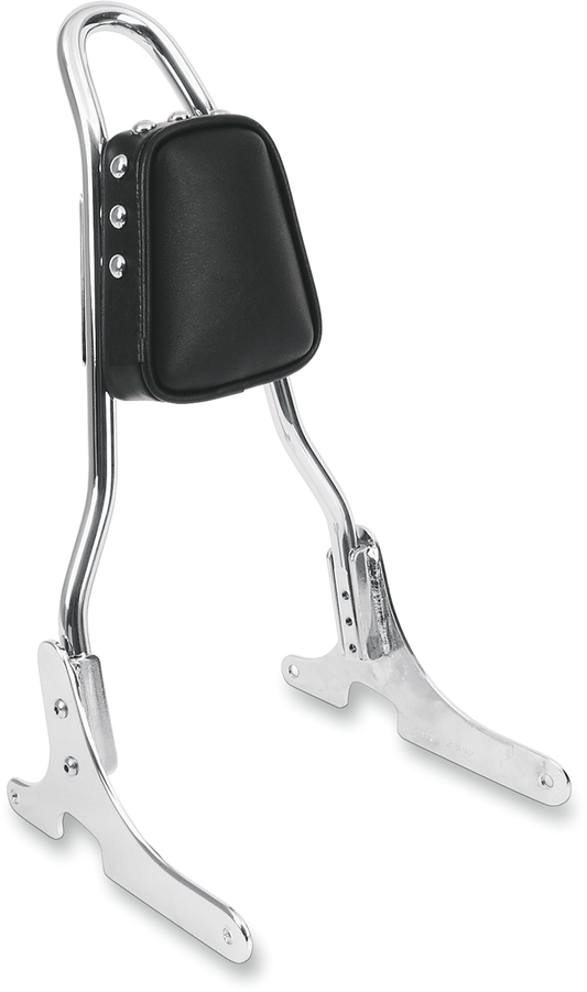 Black vinyl Drag Specialties tapered backrest pad with studs for motorcycle seats, part #0822-0340, featuring smooth finish.