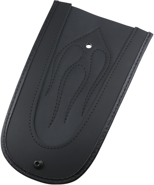 Drag Specialties Seats flame-stitched automotive-grade vinyl fender skin for motorcycle seat customization.