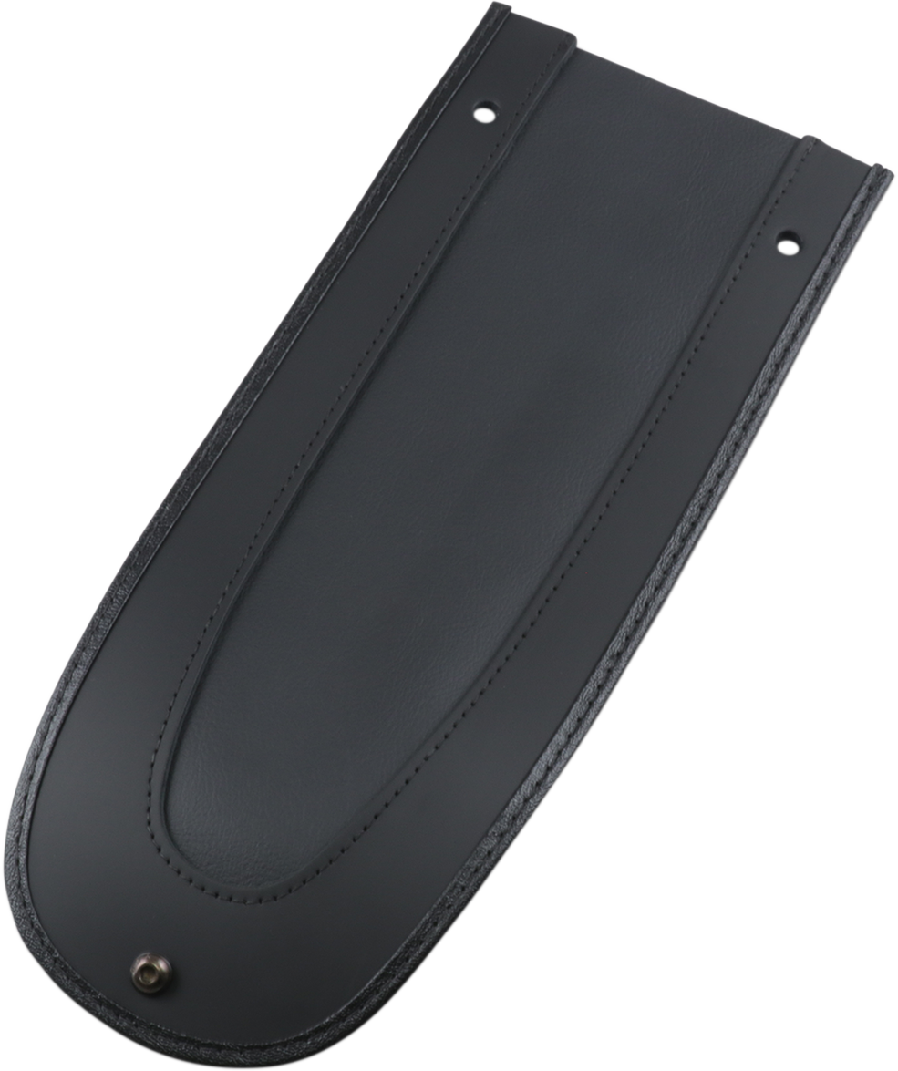 Drag Specialties Seats Fender Skin with Leather Centers for motorcycle, featuring a sleek black design and detailed stitching.