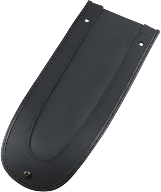 Drag Specialties Seats Fender Skin with Leather Centers for motorcycle, featuring a sleek black design and detailed stitching.