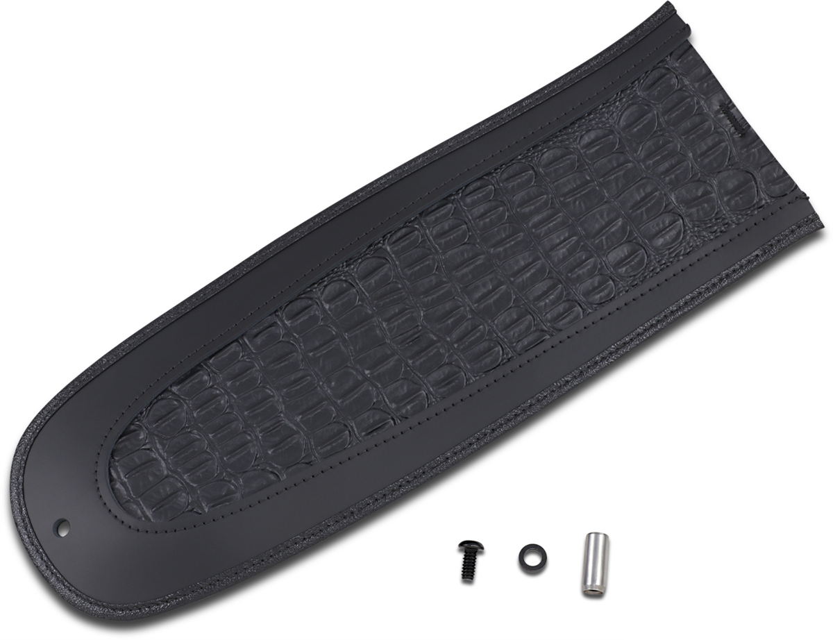Drag Specialties Seats fender skin with embossed faux gator leather center, designed for custom motorcycle seating.