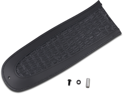 Drag Specialties Seats fender skin with embossed faux gator leather center, designed for custom motorcycle seating.