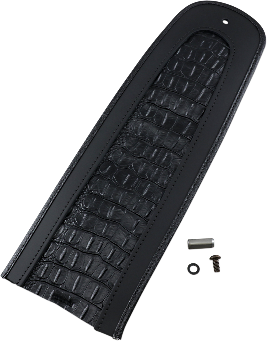 Drag Specialties Seats fender skin with embossed faux gator leather center for custom motorcycle styling.