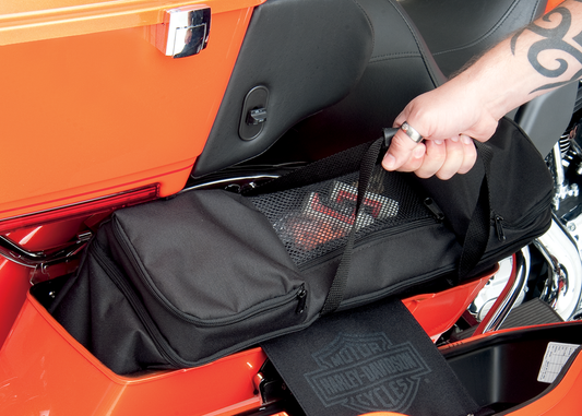 Drag Specialties Seats saddlebag liners for Harley FL 1993-2013, durable storage accessory for motorcycle side bags.
