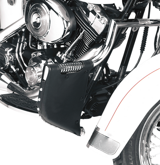 Black DRAG SPECIALTIES SEATS studded lower seat for FLST motorcycles, water-resistant all-weather material, durable and stylish.
