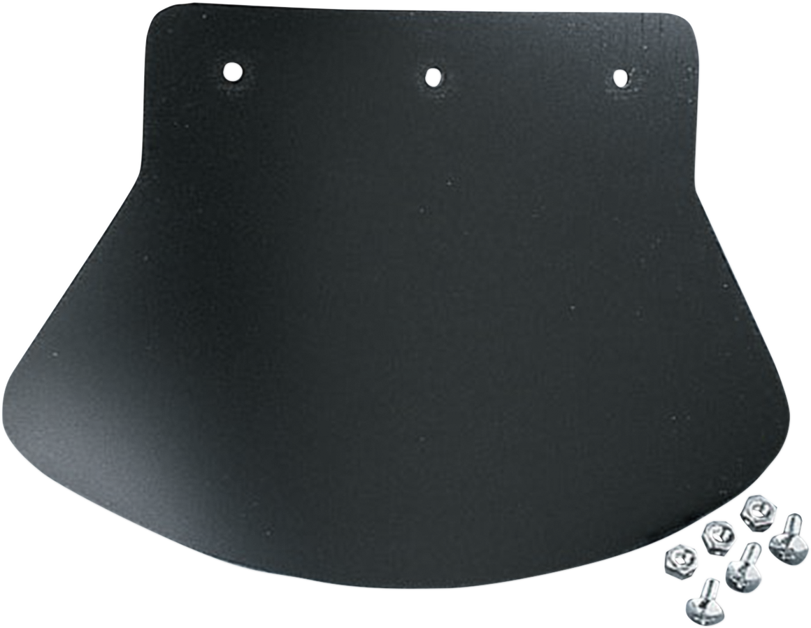 DRAG SPECIALTIES SEATS DS393702 plain mud flap, 9.5 inches wide by 6.5 inches high, designed for motorcycle seats.