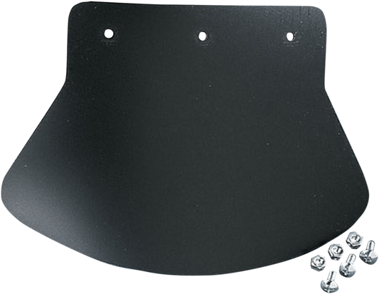 DRAG SPECIALTIES SEATS DS393702 plain mud flap, 9.5 inches wide by 6.5 inches high, designed for motorcycle seats.
