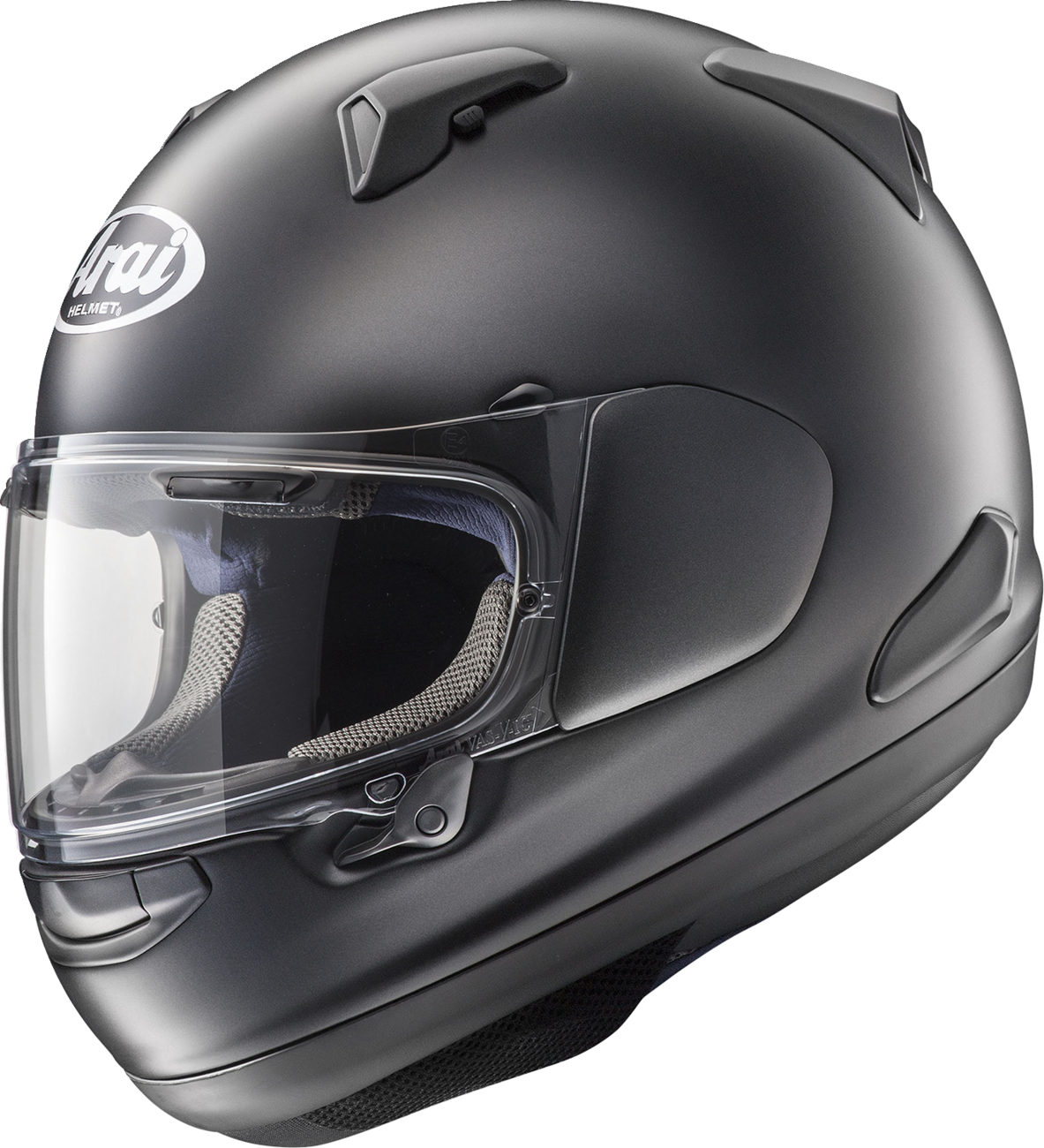 Arai Helmets Quantum-X Black Frost helmet with VAS-MV shield and Pinlock® 120 MaxVision™, size XS, showing sleek black frost design.