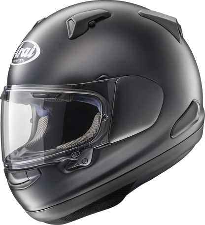 Arai Helmets Quantum-X Black Frost helmet with VAS-MV shield and Pinlock® 120 MaxVision™, size XS, showing sleek black frost design.