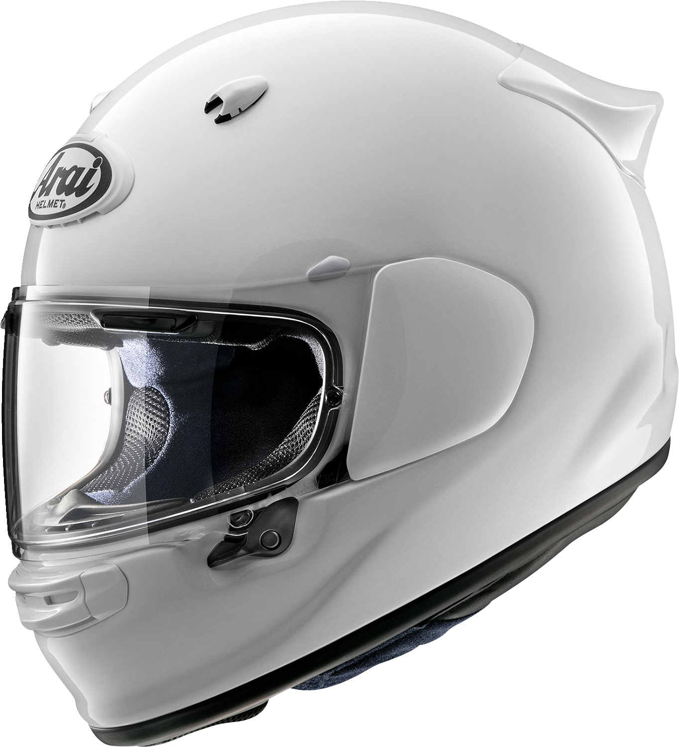 Arai Contour-X helmet in diamond white color, size XS, showing the sleek design and safety features of the motorcycle helmet.