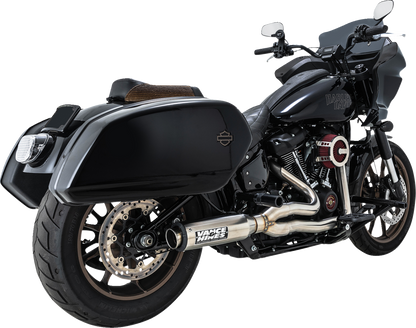 Vance & Hines Supersport 2-Into-1 motorcycle exhaust system with brushed finish for Harley Softail models.