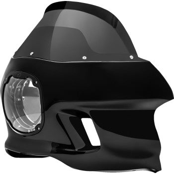 Saddlemens Mini Fairing seat for Softail motorcycles, designed for enhanced comfort and style, by Bill's Exhausts.