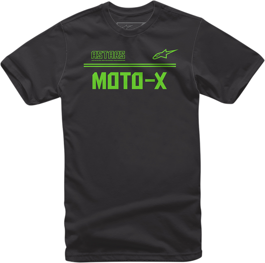 Alpinestars Moto X T-Shirt in black and green, large size, casual short-sleeve T-shirt with Moto X logo and athletic style.