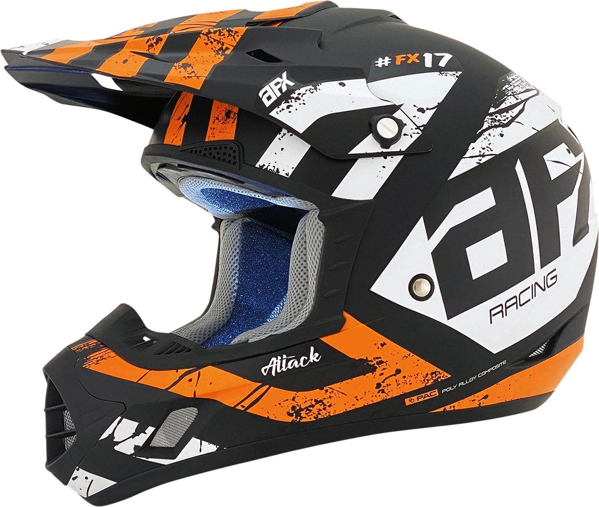 Bill's Exhausts AFX FX-17Y Attack helmet in matte black and orange, large size, showing the full helmet design and matte finish.
