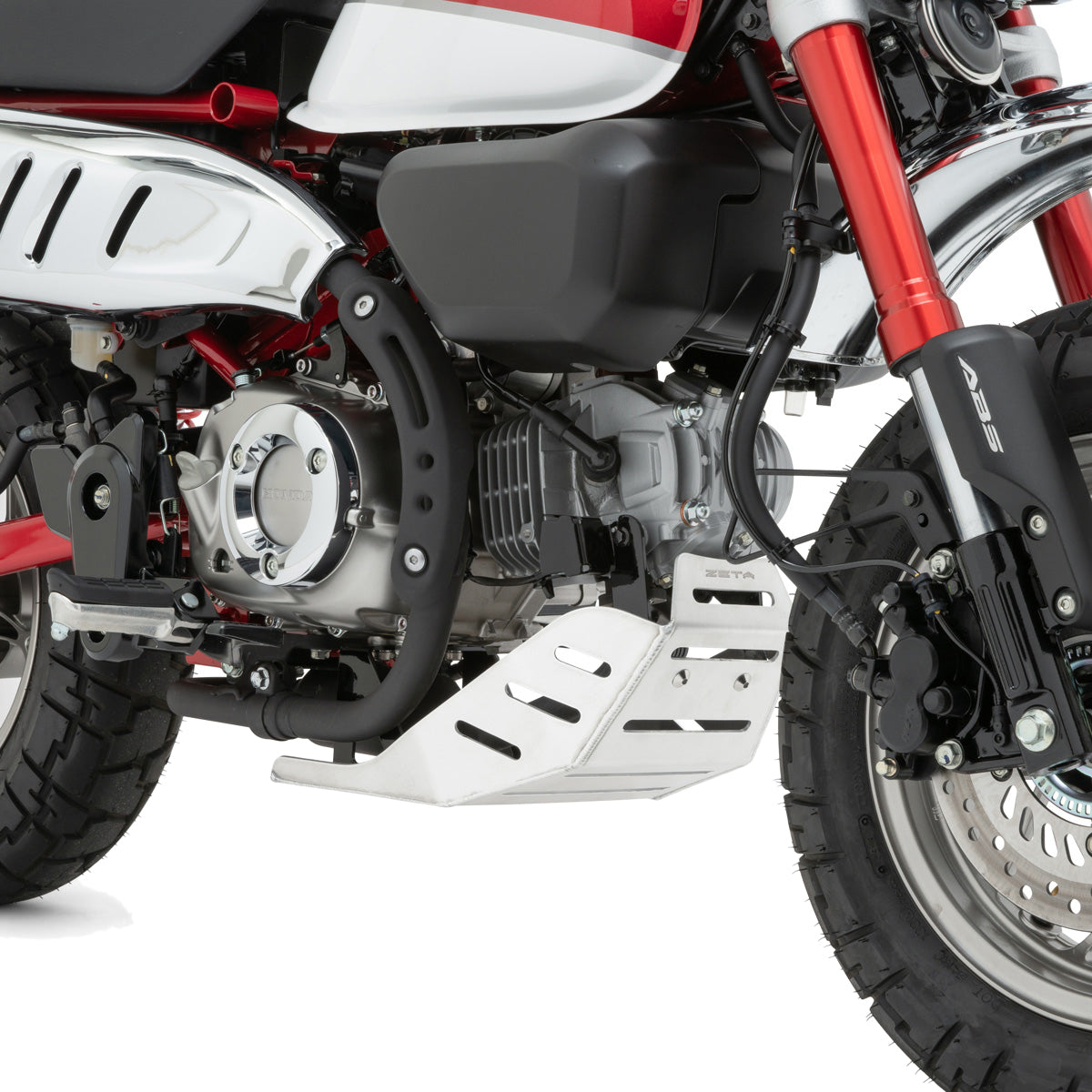 ZETA ZE55-8120 engine skid plate in black, designed for enhanced protection of off-road vehicles, shown mounted under the vehicle.