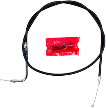 Black vinyl throttle cable for motorcycles by Motion Pro, model 06-0097, with metal fittings on each end.