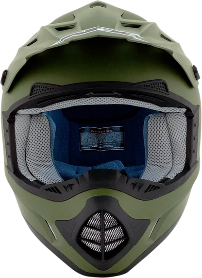 Bill's Exhausts AFX FX-17 helmet in flat olive drab, size 2XL, featuring a sleek military-style design and matte finish.