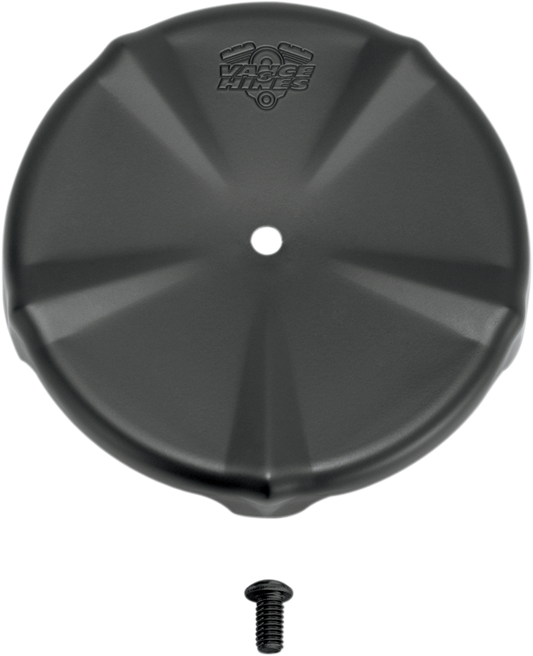 Black Vance & Hines Air Cleaner Cover for motorcycle air intake, part number 71015, with a smooth finish and branded logo.